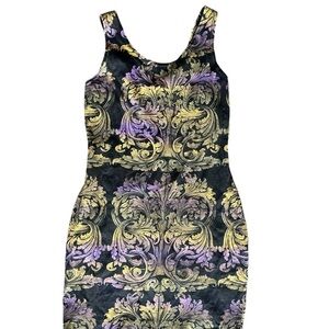 Baroque Print Bodycon Mini Dress